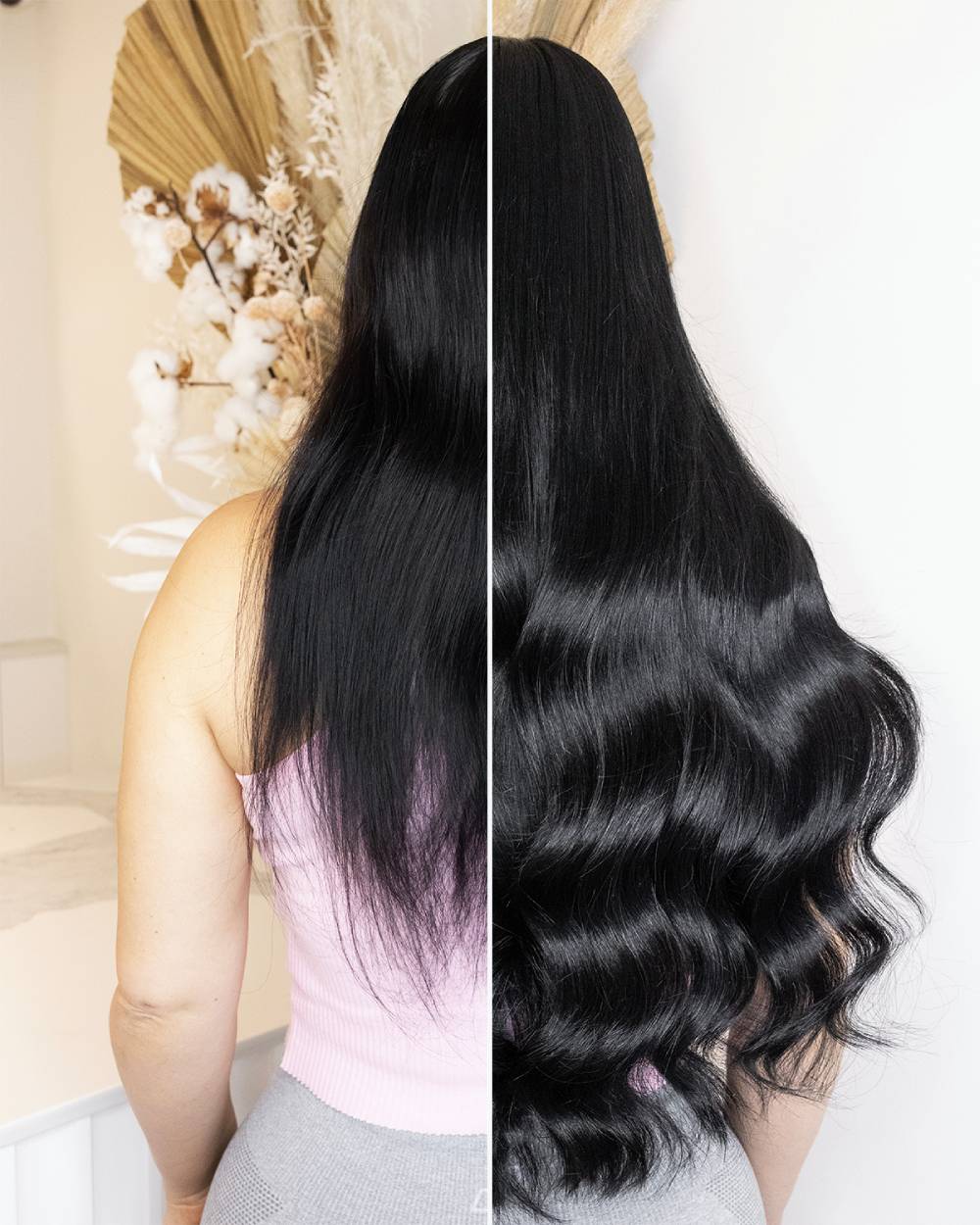 Before and after hair extensions