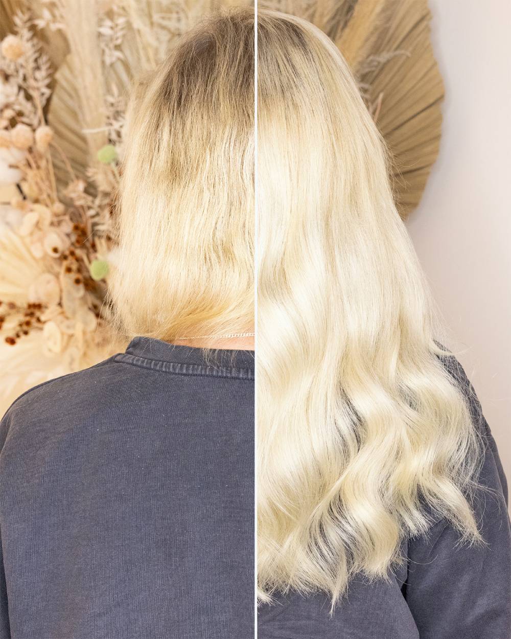 Hair extensions before and after