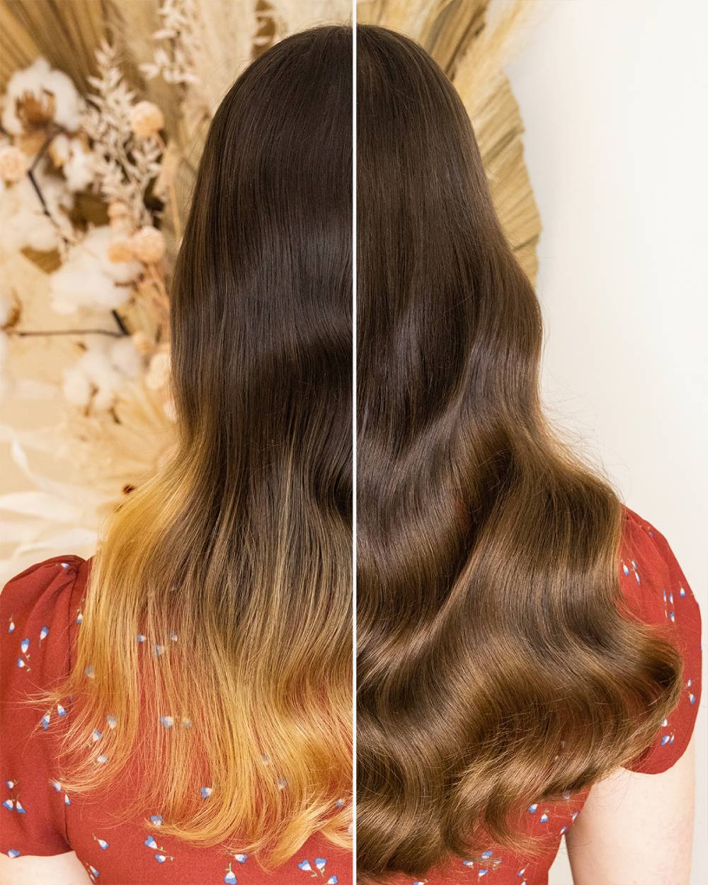 Before and after hair extensions