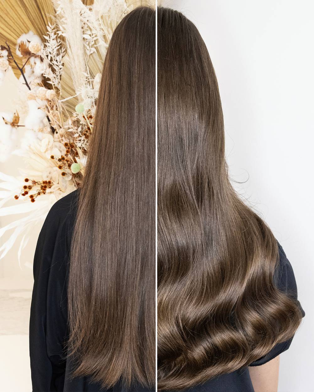 Before and after hair extensions